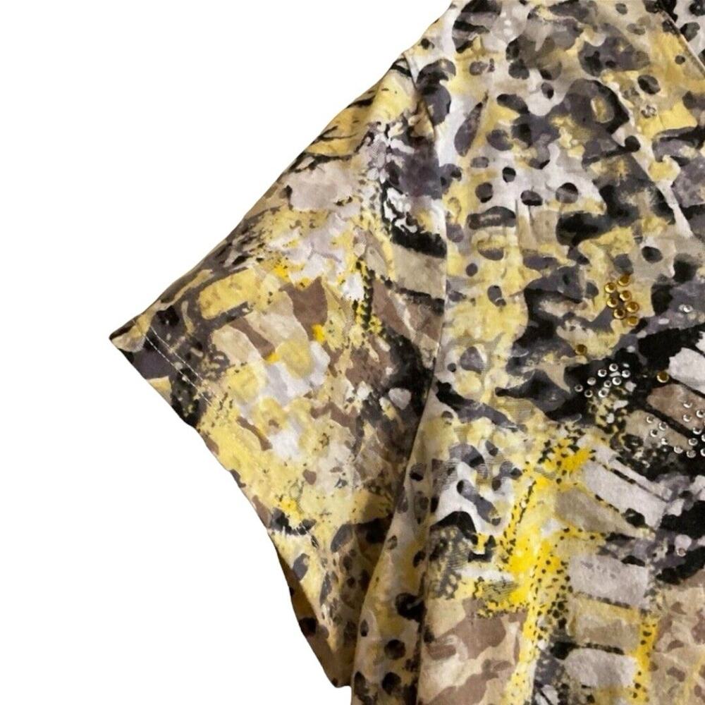 Style&co Top Womens XL Yellow Black White Abstract Tie Dye Stretch‎ Lightweight - Picture 5 of 7